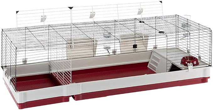 Ferplast Krolik XXL Rabbit Cage w/Wire Extension | Rabbit Cage Includes All Accessories & Measures 63.8L x 23.62W x 19.68H Inches | 1-Year Warranty