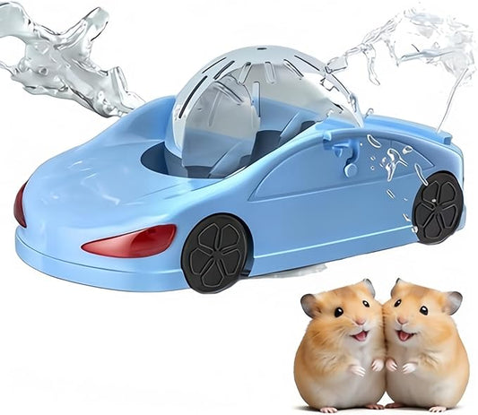 Fun Hamster Fitness Ball Sports car! Three Modes of Short Hamster Toys! Includes 4.72-inch Detachable Transparent Ball - Safe and Cute Wheels, Suitable for Happy Little Pets! (Blue)