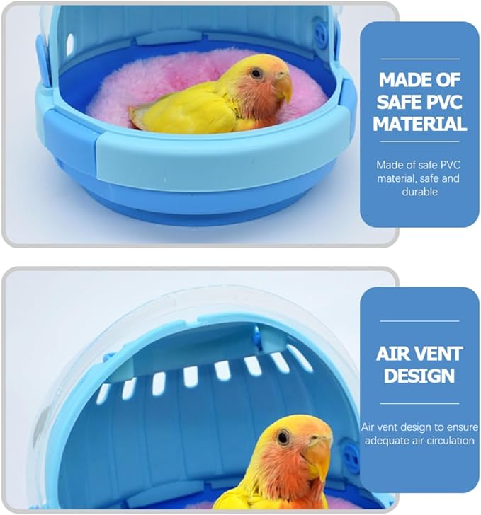 Portable Parrot Carrier Cage with Handle Design, Small Handheld Birds Travel Case with Warm Plush Nest for Small Parrots and Young Birds
