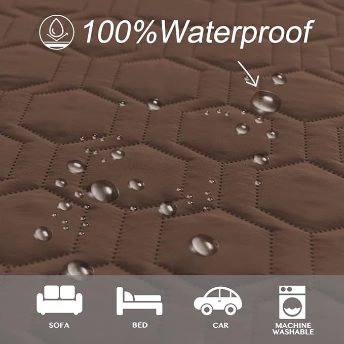 Tcksstex Waterproof and Anti-Slip Dog Bed Cover and Pet Blanket Sofa Pet Bed Mat ，car Incontinence Mattress Protectors Furniture Couch Cover for Most Cats Dogs, Pets（82x102-Chocolate）