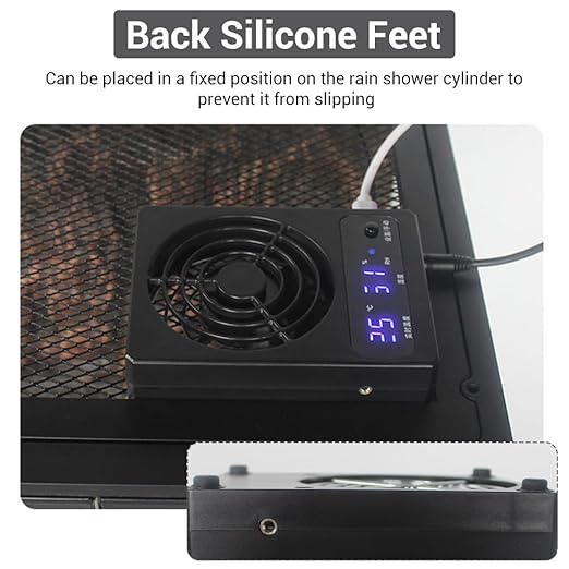 Reptile Ventilation Fan, USB Dehumidifier for Rainforest Terrarium with LCD Digital Display, Increasing Air Circulation for Amphibians, Reptiles, Snakes, Tortoise, Lizard Tank