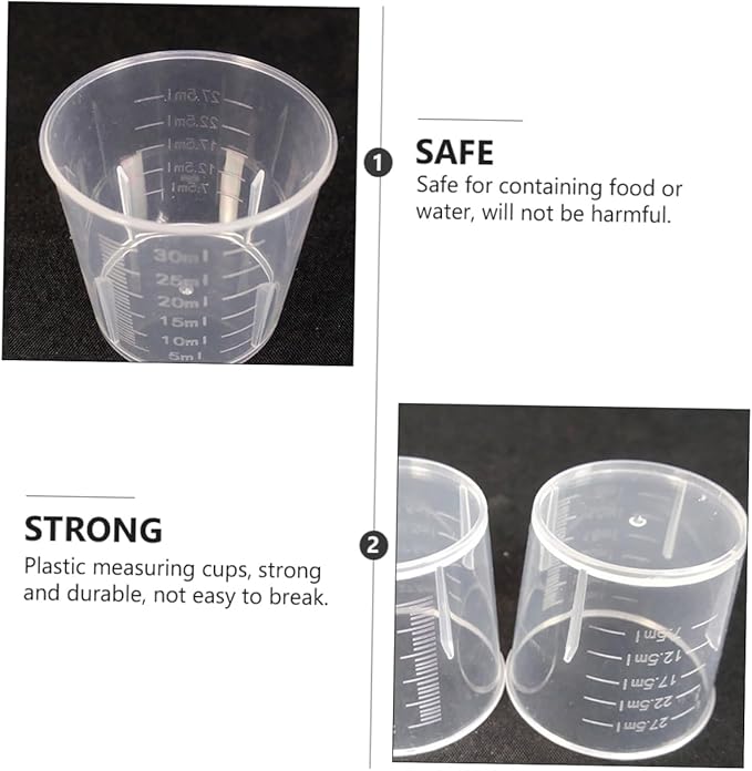 COLLBATH 100Pcs Reptile Measuring Cups Durable Feeding Dishes with Scale for Accurate Food Water Portions for Lizards Snakes and Pets