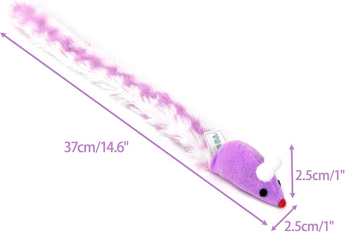 CHIWAVA 4PCS 15" Long Soft Plush Cat Toys Mice with Rattle Rustle Sound - Image 4