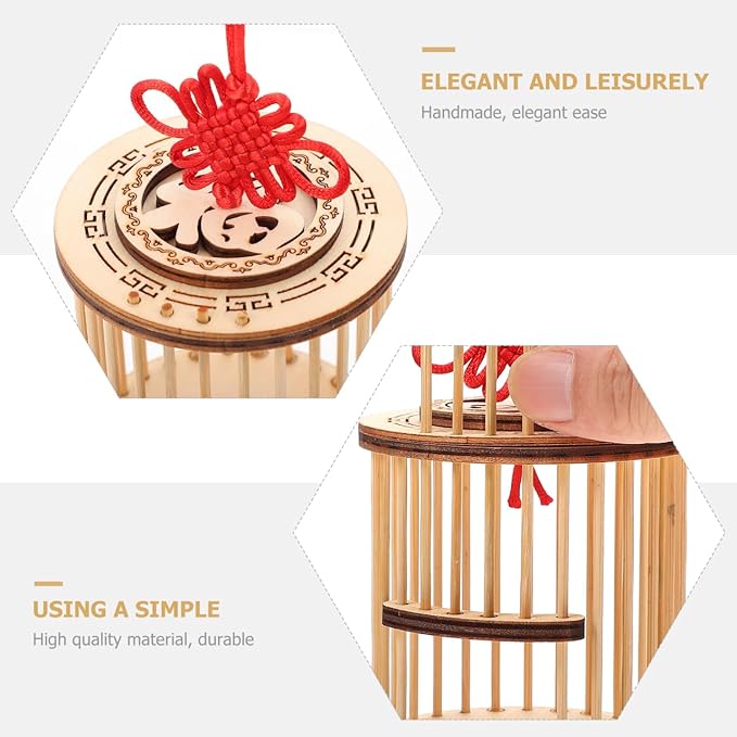 FRCOLOR Wooden Cricket Cage Carrying Cylindrical Enclosure Budgie Butterfly Habitat Insect Dragonfly Breeding Finch Feeder Bird Cage Kids Outdoor Toys