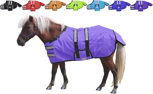 Derby Originals Mini Horse & Foal Winter Turnout Blanket – Reflective, No-Hardware Design, 600D Waterproof Outer, 150g Insulation, 170T Lining, Adjustable Fit, 1-Year Warranty