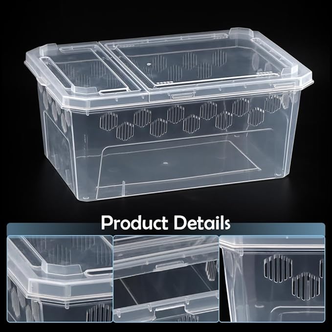 4 Pack Reptile Feeding Box Breeding Box Transparent Cage Habitat Hatching Container for Reptile Spider Scorpion Gecko Tortoise Treefrog