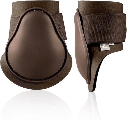 HORZE Chicago Fetlock Rear Boots | Lightweight, Adjustable, Jumping Horse Boots (Pair) - Chocolate Brown - Cob