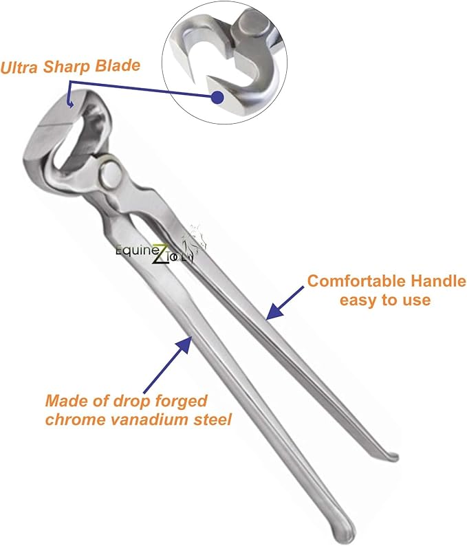 12" Hoof Nipper Vanadium Steel Farrier Tool for Hoof Care–Durable,Rust-Resistant,Dull Finish for Precision Trimming and Shaping–Professional Equine Hoof Trimming Tool for Horses,Miniatures,Ponies