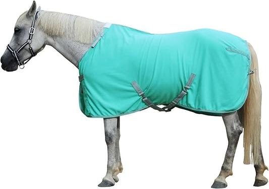 LEAFOREST Horse Fleece Blanket Polar Fleece Cooler Liner Soft Exercise Blankets for Horses Moisture Wicking Sheet in The Barn, Stable, Stall, Pasture, Paddock Green 81 inches