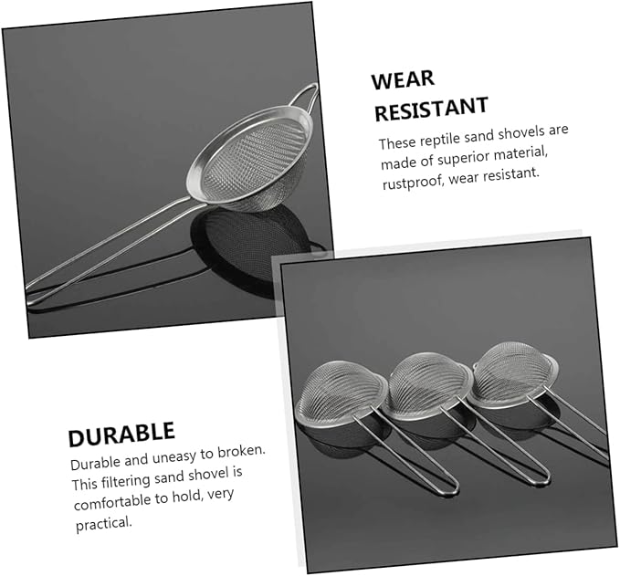 UPKOCH 2pcs Reptile Sand Shovel Mesh Sieve for Lizard Excrement Cleanup for Tortoise Snake and Scorpion Habitats Easy Use Filtration Tool