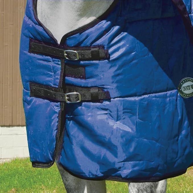 Country Pride Sentinel Channel Quilt Horse Stable Blanket, Midweight Open Front, 420D Nylon Outer Shell, 250g Poly-Fill Insulation, Wither Protection, Adjustable Leg Straps, Bias Surcingle (74,Blue)