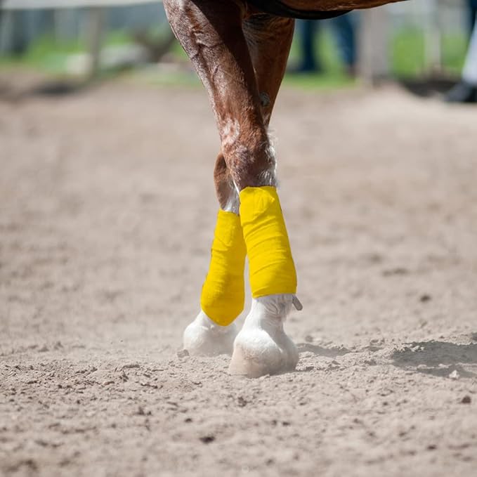 Horse Polo Wraps 2.5m Soft Fleece Polo Wraps Equestrian Leg Bandage Wrap Set of 4 Packs (Yellow - 2.5m)
