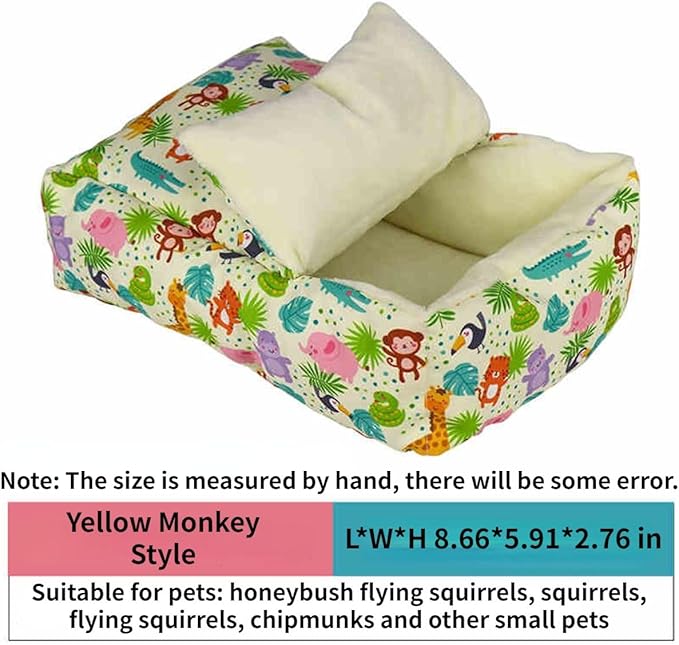 Rat Hammock for Cage Chew Proof Rat Toys Warm Bed, Small Animal Hanging Iron Basket Ferret Cage Accessories and Habitats Removable Nest Mat for Hamster, Sugar Glider, Hedgehog (White Iron,Monkey)