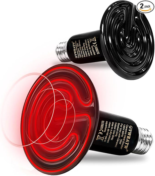 75W Reptile Heat Lamp, Ceramic Heat Emitter (2 Packs 0.25 inch-75mm) - E26 for Terrariums, Turtle, Lizard, Bearded Dragon, Snake, Reptiles, Amphibian, Pet Brooders, Chicken Incubation