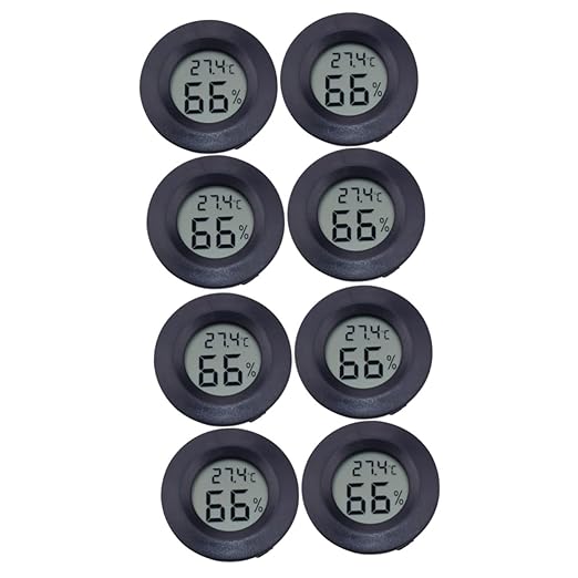 HANABASS 2sets Digital Temperature Humidity for Reptile Pets Acrylic Hygrometer Thermometer Compact and Lightweight for Home and Pet Store Use Black 4pc*2