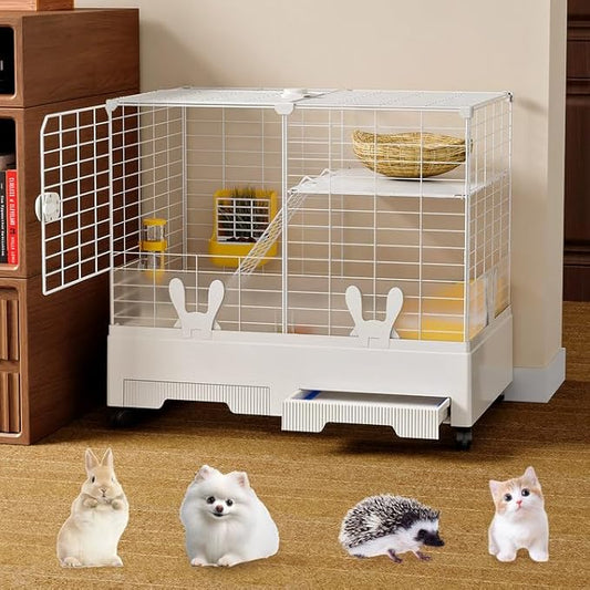 Oneluck Bunny Cage Indoor Rabbit Hutch with Pull Out Tray Rabbit, Guinea Pig, Chinchillas, and Small Animal Cage