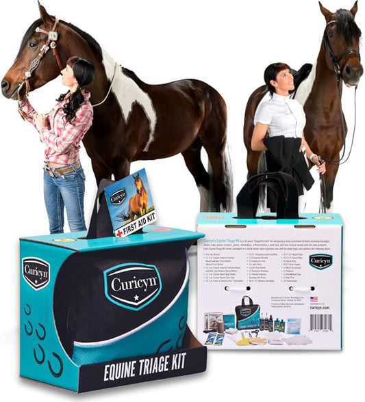 Curicyn Equine Triage Kit - 36 Piece Equine First Aid Kit for Horses - Contains Equine Emergency Essentials Including Hoof Kit - Horse First Aid Kits - Horse Emergency Necessities