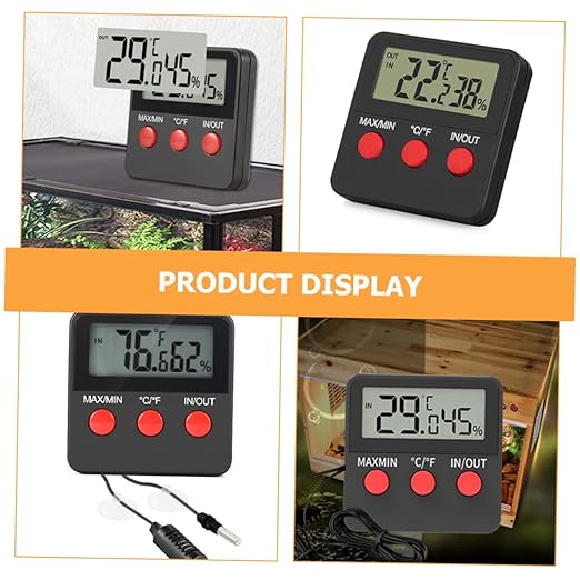 2sets Digital Thermohygrometer Humidity for Reptile Thermostat Indoor Thermometer for Turtle Snake Lizard Tanks