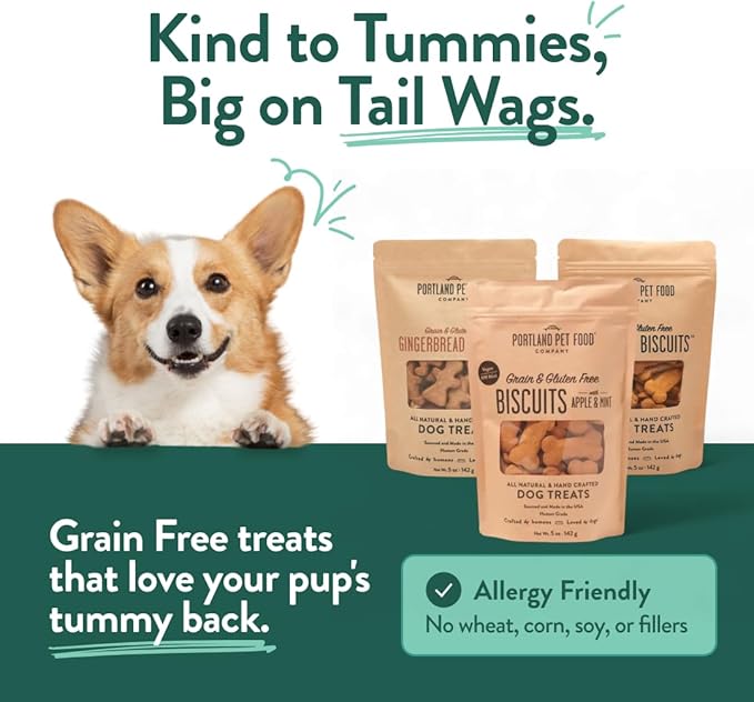 Portland Pet Food Company Healthy Dog Treats Vegan Variety Pack - Grain-Free, Human-Grade Apple Mint, Gingerbread, Pumpkin Treats - Natural Training Biscuits for All Ages & Sizes, Made in USA - 3 Pack