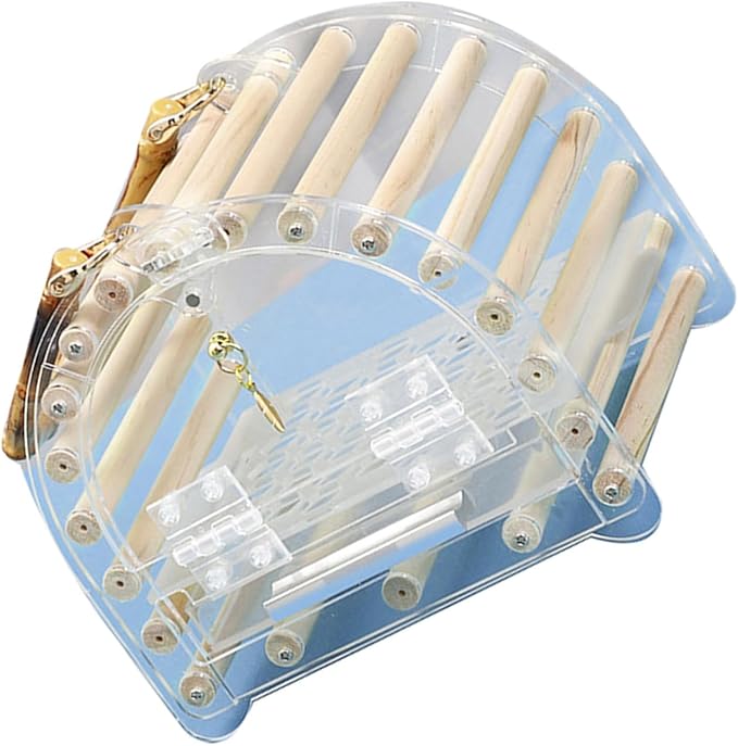 Parrot Travel Cage Transparent Bird Acrylic Carry for Parrot Lovebirds Portable Nest with Ladder & Tray for Outdoor Acrylic Ventilated for Travel