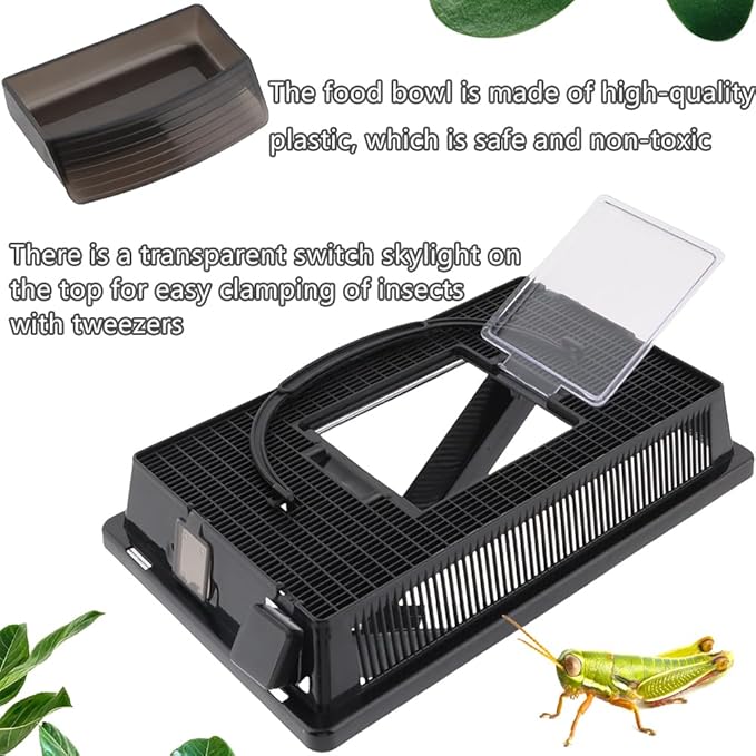 1 Pack Cricket Keeper Insect Keeper with 2 Pcs Dispenser Tubes and 2 Pcs Insect Stainless Steel Tweezers for Reptile Bearded Dragon Leopard Gecko Lizard Frog (Large)