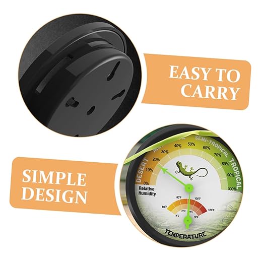 Beaupretty High-Precision Mechanical Reptile Hygrometer Thermometer for Bearded Dragon Tank Dual Temperature and Humidity Gauge with Large Clear Dial Safe Wear-Resistant Material for Aquarium