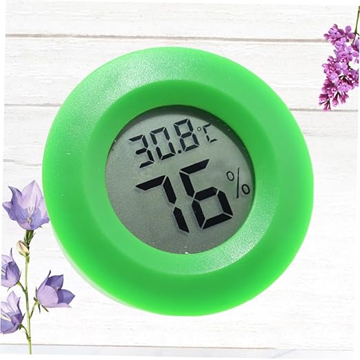 BESPORTBLE Digital Temperature and Humidity Hygrometer for Home and Office Round Shape Lightweight and Easy to Install Celsius Display Green Color