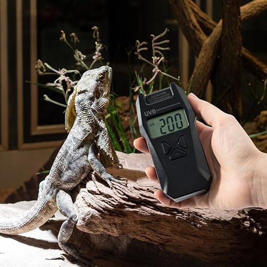 Reptile Tester, UVB/UVI/UVA Handheld Lamp Meter Light Tester with Data Record Function for Measuring 240nm-370nm