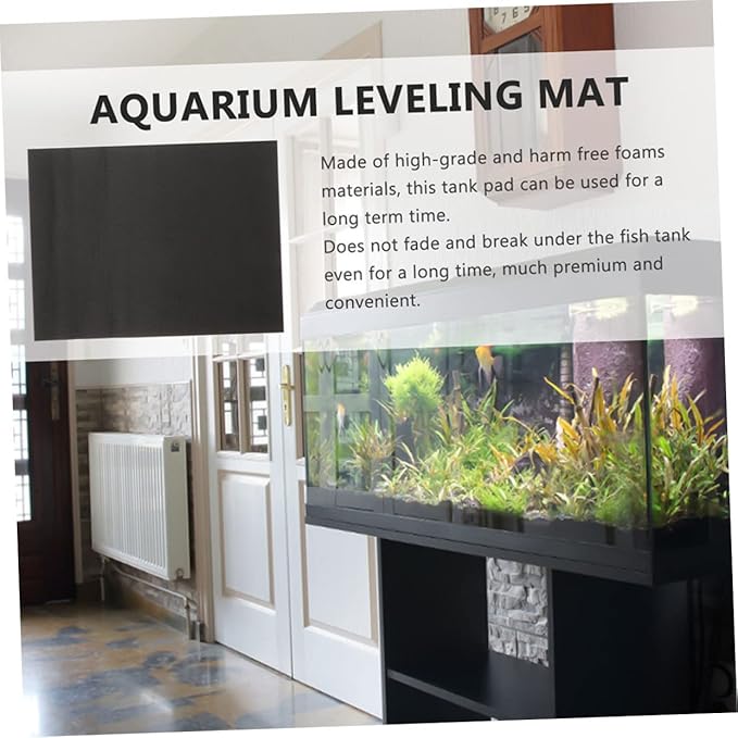 Yardwe Shockproof Aquarium Mat Thick Non- Pad for Fish Tanks Water Absorption and Heat Preservation Black for Fish Tank Bases and Reptile Terrariums