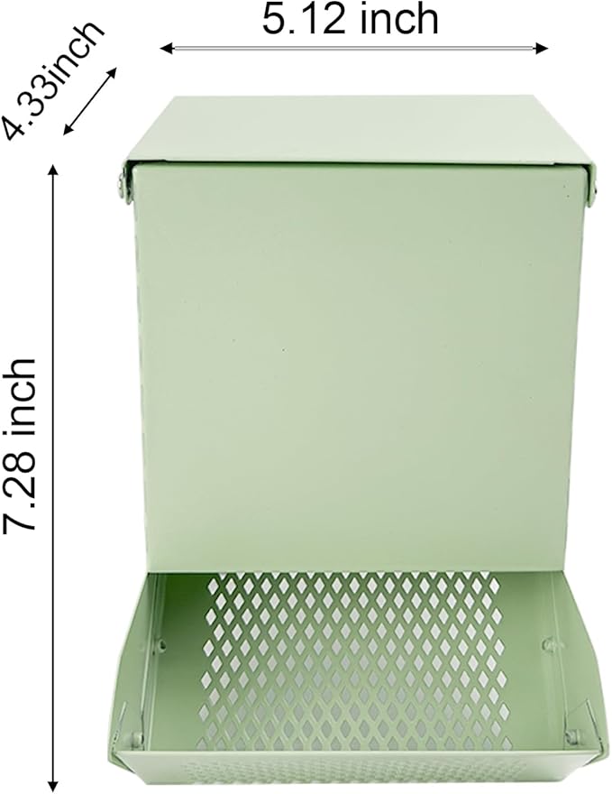 2 Pcs Metal Small Animal Feeder for Cages, Large Capacity Food Dispenser with Lid, Great for Rabbits, Guinea Pigs, Chinchillas,Chicken and Other Small Animals(4.7 Inches,Light Green)