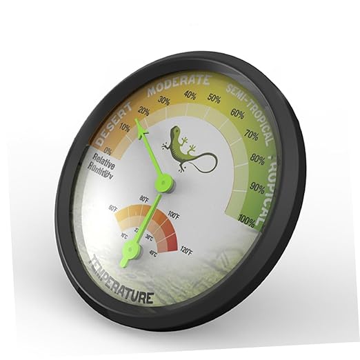 ORFOFE High Precision Analog Thermometer Hygrometer for Reptile and Turtle Tanks Sensor Wear-Resistant Material Easy Mounting with Back Sticker Safe Smooth Edges for Accurate Temperature