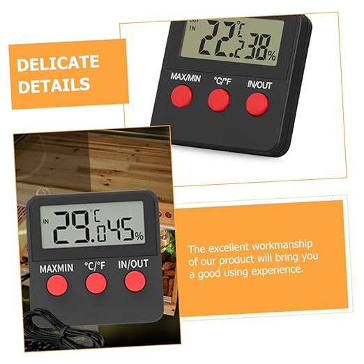 2sets Digital Thermohygrometer Humidity for Reptile Thermostat Indoor Thermometer for Turtle Snake Lizard Tanks