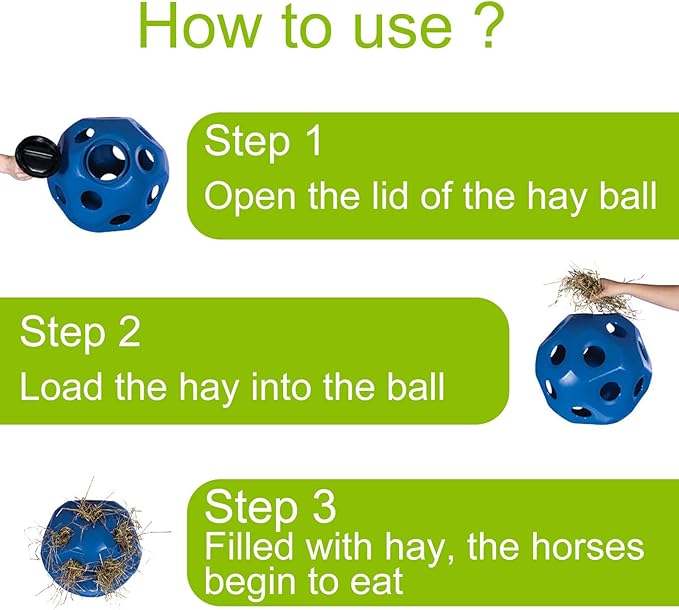 Hay Ball for Horses, 15.75" Large Capacity Hay Feeder for Horses, Slow Feeding Design Horse Treat Ball, Safe Durable Horse Stall Toys, Slow Feeder Ball for Stalls, Ranches, Pastures(Green)