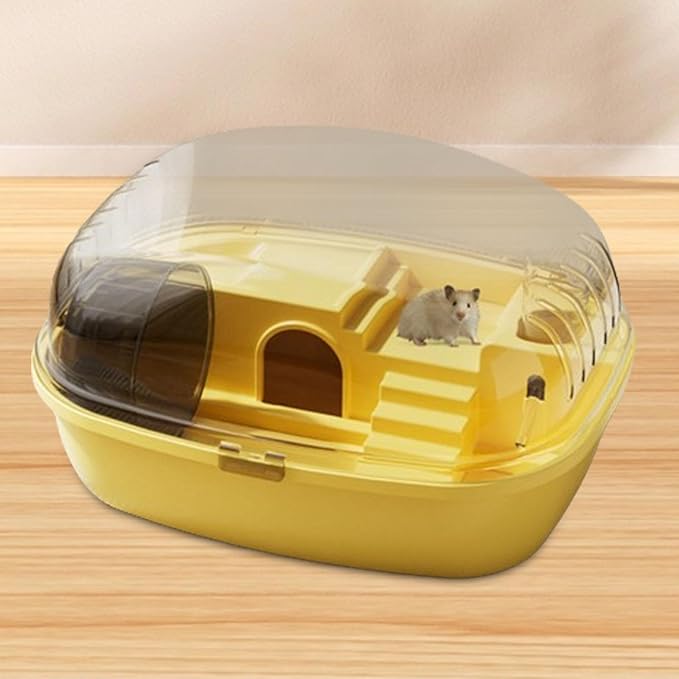 Deluxe Hamster Home with Clear Top and Easy Access, Yellow