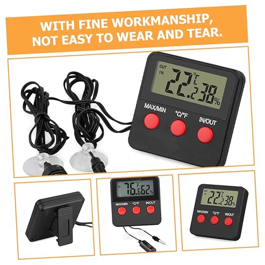 UKCOCO 2sets Digital Aquarium Thermometer for Home Reptile Tank Terrarium Humidity Monitor Snake Lizard Accessories