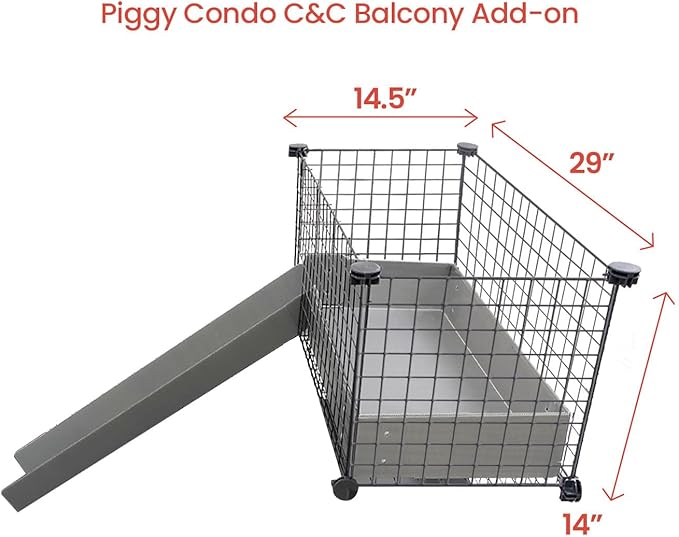 GuineaDad Piggy Condo – C&C Cage Balcony for Guinea Pigs & Small Animals with Coroplast Base | Acrylic and C&C Grids for Small Pets (C&C Grids, No Pillar)