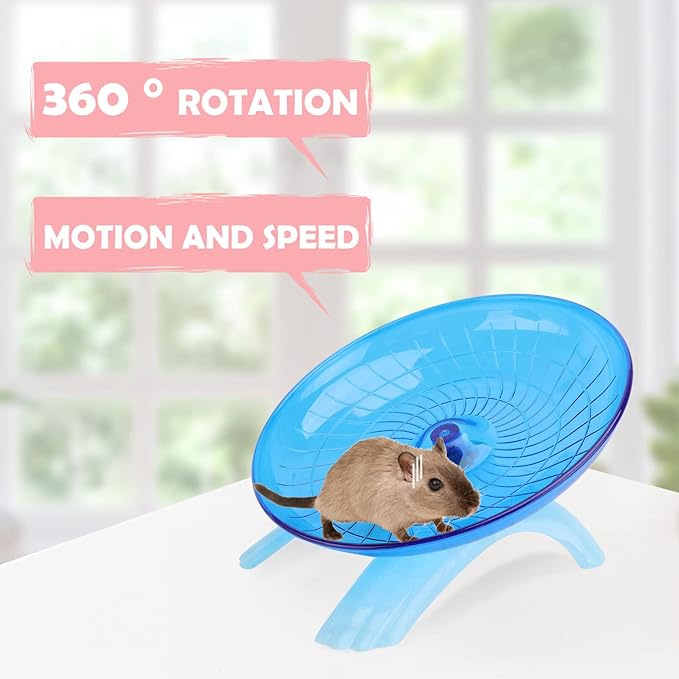 Mipcase 2pcs Non Silent Cm Exercise Jogging Pig Wheel- Flying Mice Blue Little Cage Small Disc Slip Plastic Hedgehog Critters Playing Hamsters Rat Squirrels Ball Toys Run Gerbils Gerbil
