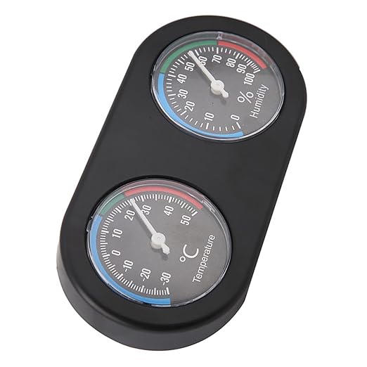 2 in 1 Reptile Tank Thermometer Hygrometer, Plastic with Round Display, Monitors Temperature from -22 to 122°F and Humidity for Reptile Habitats