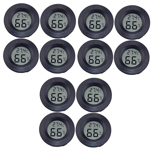 Kisangel 3sets Reptile Pet Temperature and Humidity Digital Hygrometer for Terrarium Use Lightweight Acrylic Design for Snakes Bearded Dragons and Frogs Black 4pc*3