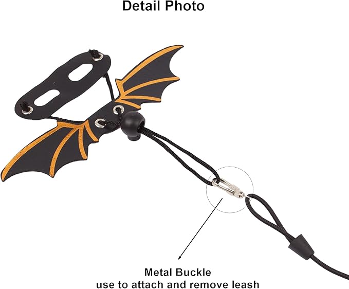 ADOGGYGO Bearded Dragon Leash Harness, 3 Size Pack Black Lizard Wing Harness with Removable Leash for Bearded Dragon Lizard Reptiles