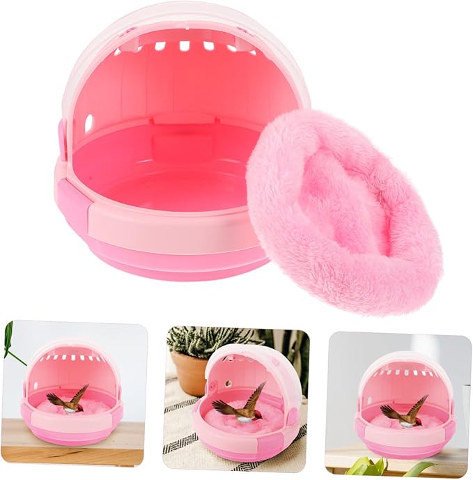 Portable Parrot Cage PET Carrier with Warm Nest Pad for Outdoor Use Hand-held Bird Carrier for Young Birds and Breeding