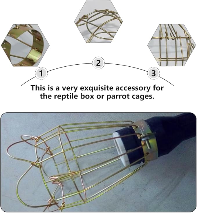 3pcs Heating Lamp Protector for Pets Iron Mesh Net Cover Scalding Prevention for Reptiles Birds and Animals High-Temperature Resistance Easy to Install