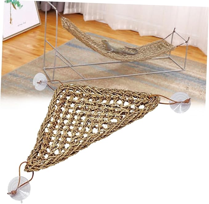 TOYANDONA Stable Triangle Lizard Hammock Swing Mat with Suckers Elevated Reptile Bed for Geckos Small Crabs for and Install
