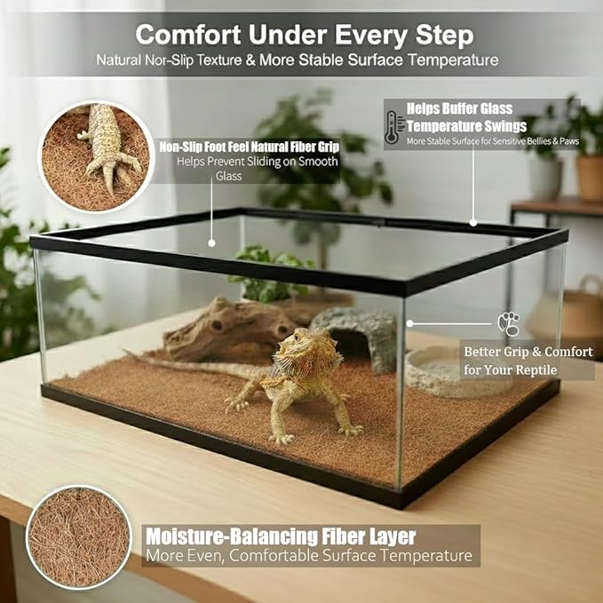 Reptile Carpet, Reptile Mat, Natural Coconut Fiber Liner Flooring for Tank, Bearded Dragon Tank Accessories (18"X 36", 1 PCS)