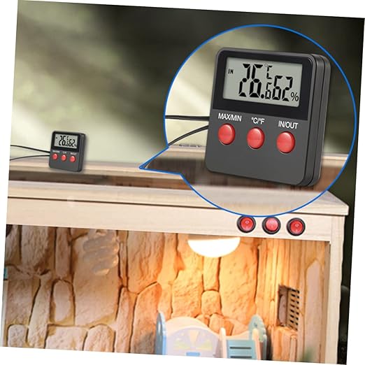 POPETPOP 2sets Digital Temperature and Humidity Gauge for Reptile Tanks Accurate Hygrometer for Lizard Snake and Enhanced Monitoring