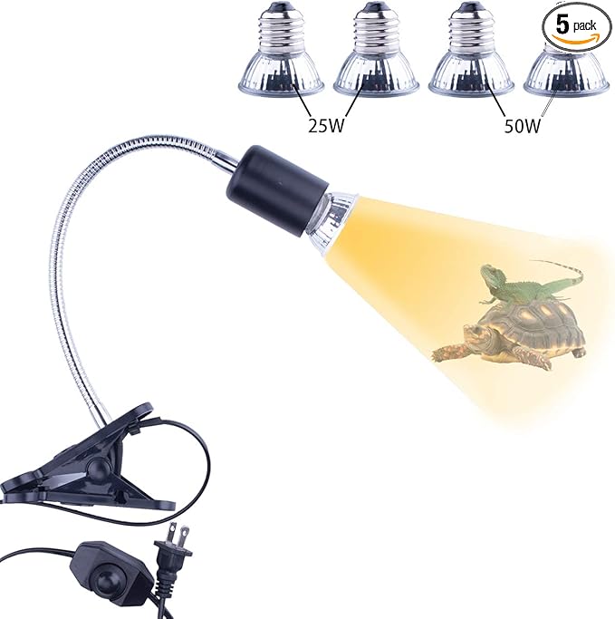 Reptile Heat Lamp UVA UVB Light Bulb, 360° Rotatable Basking Spot Light Simulated Sunlight, Dimmable Heating Lamp for Turtle, Lizard, Snake, Beared Dragon, Amphibians