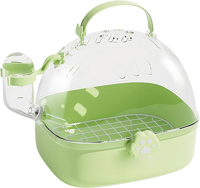 Hamster Travel Cage | PVC Chinchilla Carrier Cage with Water Bottle | Spacious Pet Bird Carrying Accessory for Hedgehog Macaws Cockatiels Sparrow Parakeet Lovebirds Conures