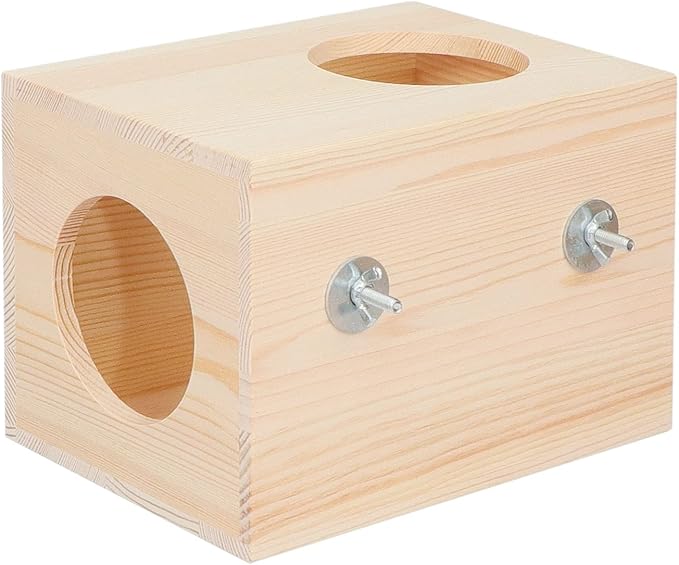 C-LIGHT Pet Chinchilla Hut Hideout Natural Wooden Small Animal Hideout for Chinchilla Squirrel Sugar Gliders (B)