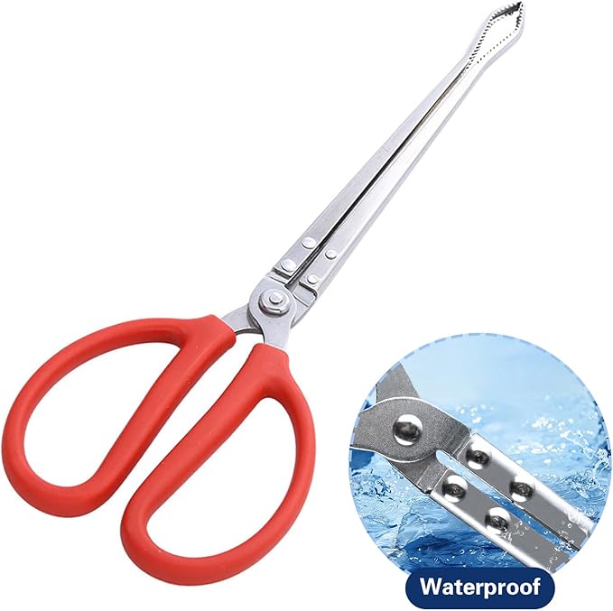 2 PCS Snake Feeding Tongs 15 Inch Extra Long Stainless Steel Reptile Feeding Tongs Including 1 Curved Mouth and 1 Straight Mouth Feeding Tong Tweezers for Ball Python Fish Aquariums Reptiles Snakes