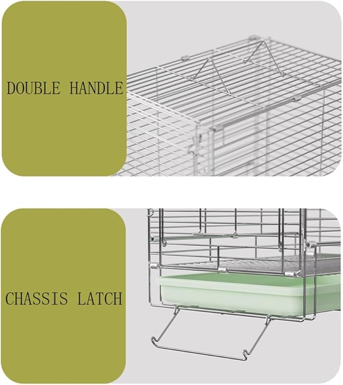 Birdcage Foldable Birdcage Drawer Tray with Double Handles for Easy Cleaning and Carrying Birds for Outdoor Use(Green)